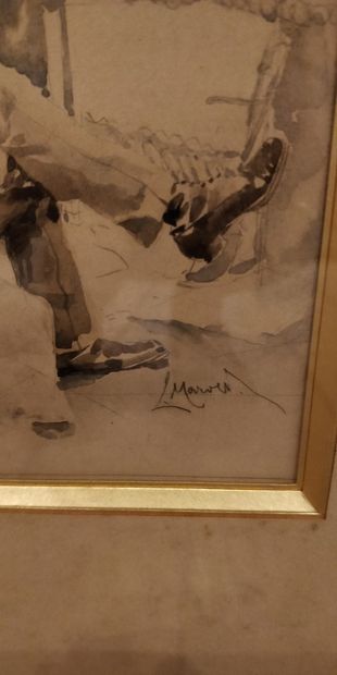  MAROLD Ludwig, 1865-1898 
Homme à la pipe dans un intérieur, illustration pour la...