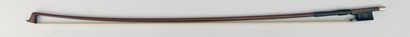 null Violin bow, iron mark illegible.

Stick in pernanbouc wood

Ebony frog mounted...