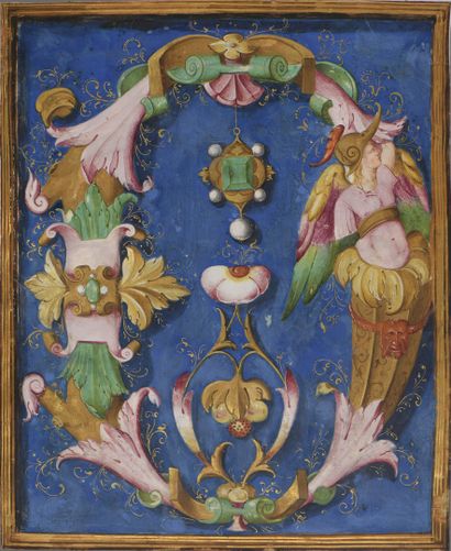 null Illuminated letter D from an antiphonary or a gradual with acanthus leaves,...