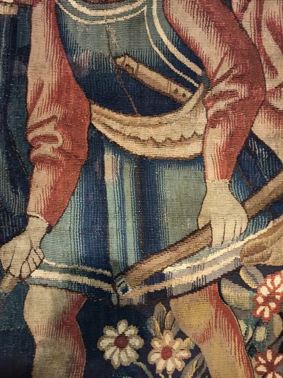 null Fragment of tapestry in the taste of the 16th century depicting a court lady...