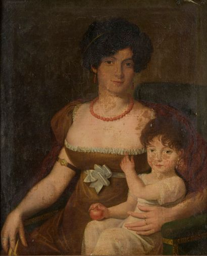 null ECOLE FRANCAISE 

Premier Tiers du XIXe siècle

Portrait d’une mère et de son...