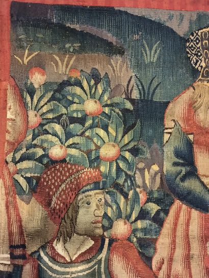 null Fragment of tapestry in the taste of the 16th century depicting a court lady...