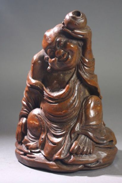 null CHINE - Moderne

Groupe en bambou sculpté de Budai assis tenant un vase. 

H.:...