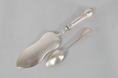 null Solid silver soup spoon (Minerva) with the number "LB". Goldsmith : BOULENGER...