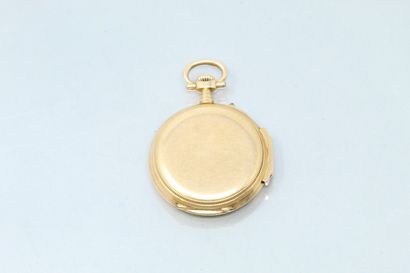 null 18k (750) yellow gold pocket watch, white enamelled dial with Roman numerals....