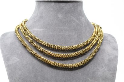 null Three rows of 18k (750) yellow gold tubular necklace

Length of neck : 38 cm....