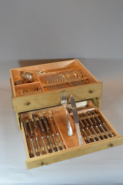 null CUTLERY FACTORY

Part of a "Fleury" model silver plated cutlery set including...