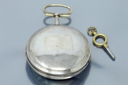 null F. BORDIER A GENEVE

Pocket watch in silvered metal, dial with enamelled background...