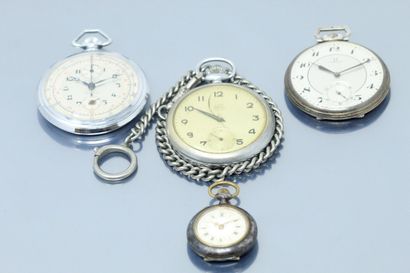  OMEGA 
Silver pocket watch, dial with Arabic numerals and second hand at 6 o'clock....