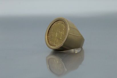 null Ring in 18K (750) yellow gold set with a 20 Francs gold 1914 coin.

Finger size...