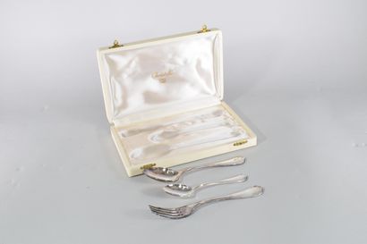 null CHRISTOFLE

Communion cutlery : silver plated fork, spoon and teaspoon, double...