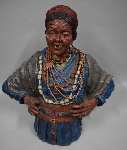 null 
MODERN SCHOOL - Early 20th century





Bust of a Tibetan woman





Polychrome...