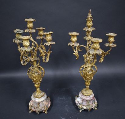 null 
Pair of five arms candelabras in regula and marble.





Circa 1900



H.: 58 cm







Accidents,...