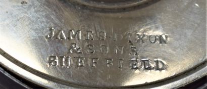 null Embossed copper powder flask, engraved metal distributor: James Dixon & Sons...