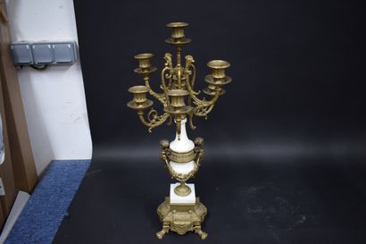 null 
A pair of bronze candelabra decorated with putti, white marble base.





Work...