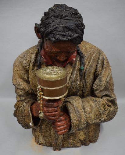 null 
ECOLE MODERNE - Début XXème




Buste de Tibétain




Terre cuite polychrome



H.: 78 cm - L.: 60 cm



Mains...