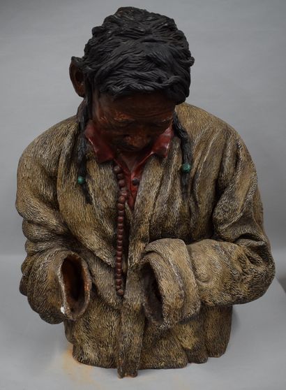 null 
ECOLE MODERNE - Début XXème




Buste de Tibétain




Terre cuite polychrome



H.: 78 cm - L.: 60 cm



Mains...