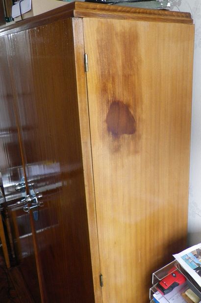 null 
Art Deco style cabinet in varnished wood with two doors and metal "ball" sockets,...