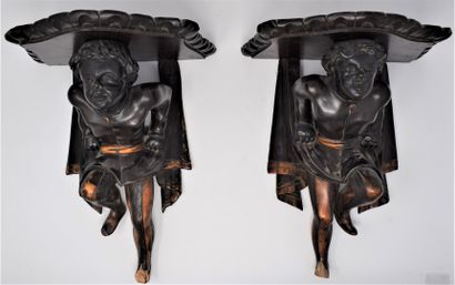 null Pair of sconces " characters " in natural wood

in natural wood