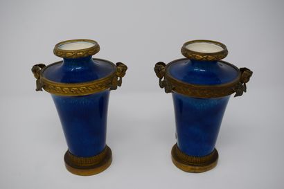 null SEVRES

A pair of blue porcelain vases with gilt brass mountings.

H: 15 cm