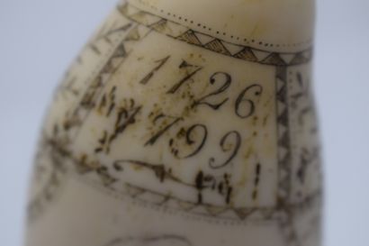 null Engraved walrus tooth souvenir of Admiral Howe (1726-1799), "The Brunswiek

H.:...