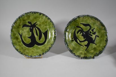 null LURCAT Jean (1892-1966) d'ap.

Pair of circular enamelled ceramic plates decorated...
