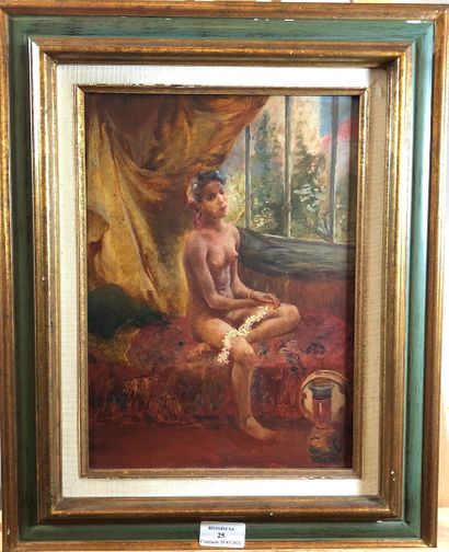 null XIXth CENTURY SCHOOL, 

Seated Nude 

Oil on panel, not signed

H.: 33 cm -...