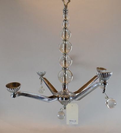 null Chandelier with 4 lights decorated with glass balls

Misses and Accidents, oxidation....