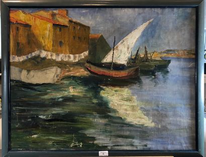 null MODERN SCHOOL

Sailboats in the port

Oil on canvas, unsigned

tears, missing...