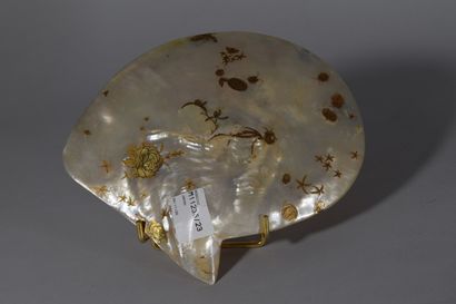 null JAPAN

Large mother-of-pearl carved in light relief and decorated in hiramakie.

Dim....