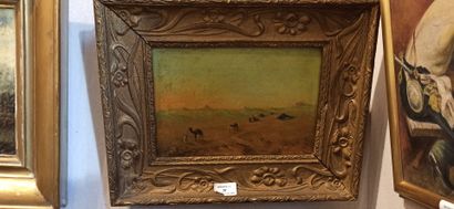 null Taïb ? Salomon?

Desert landscape with Bedouins and dromedary

Oil on canvas,...