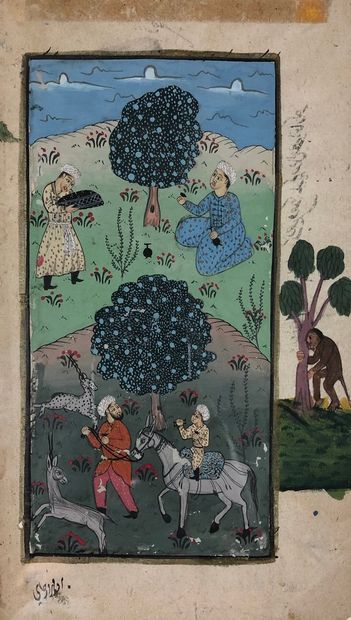 null INDIA, 1920/30,

Page from an illuminated Persian manuscript, 

Sight 22 x 12,5...