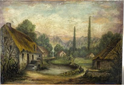 null MONTENARD Fredéric, According to,

Thatched cottages

Oil on canvas, traces...