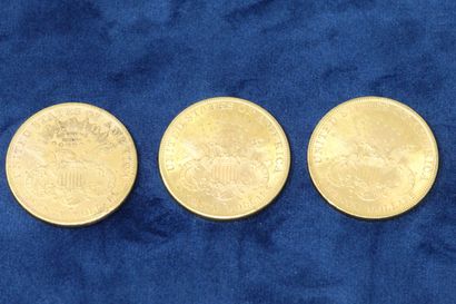 null 3 gold coins of 20 dollars "Liberty Head double Eagle" 1889, 1898, 1899.

Weight...