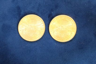 null 
2 pièces en or de 20 dollars ""Liberty Head double Eagle"" 1892x2.

Poids :...