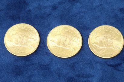 null 3 pièces en or de 20 dollars "Saint Gaudens double Eagle" 1924x3.

Poids : 100.29g.

TB...