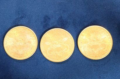 null 
 3 gold coins of 20 dollars "Liberty Head double Eagle" 1984x3.

 Weight :...