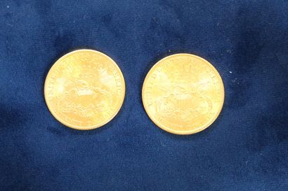null 
2 pièces en or de 20 dollars "Liberty Head double Eagle" 1895 et 1904.

Poids...