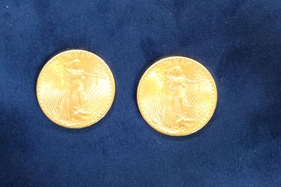 null 
2 pièces en or de 20 dollars "Saint Gaudens double Eagle" 1927x2.

Poids :...