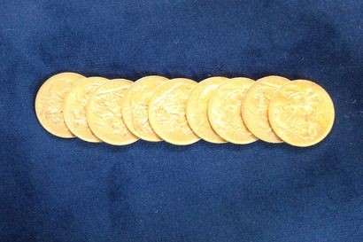 null 
9 gold sovereigns Edward VII 1903x2, 1906x2, 1907x2, 1908x3

weight : 71.80...