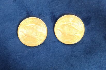 null 
2 pièces en or de 20 dollars "Saint Gaudens double Eagle" 1913 et 1922

Poids...