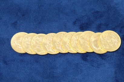  10 Sovereigns in gold Georges V 1912. 
Weight : 79.9g. 
TTB to SUP.