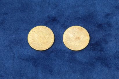 null 2 pièces en or de 10 dollars "Coronet Head Eagle" 1880, 1885.

Poids : 33.43g.

TB...