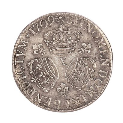 null Louis XIV (1643-1715)

Ecu aux 3 couronnes 1709 X. 

Dup. : 1568. 

TTB à SUP....