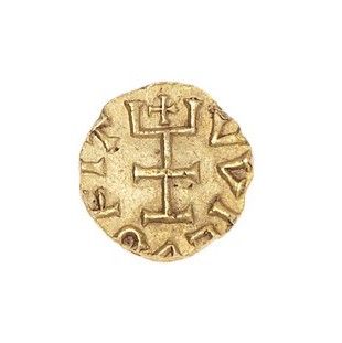 null Pale gold triens Quentovic ELA money. 

Belfort 4984. 

Of a rare quality of...