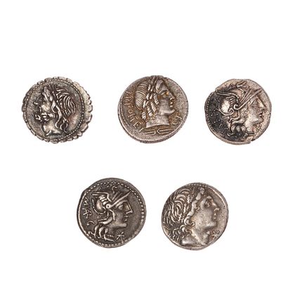 null ROMAN REPUBLIC

Lot of 5 silver denarii of the families : Fonteia, Memmia, Atilia,...