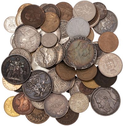 null Lot of 70 silver and base metal coins mainly 19th and 20th century to which...