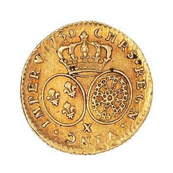 null Louis XV (1715-1774)

Half gold louis with glasses 1730 X. 

Dup. : 1641. 

TTB...