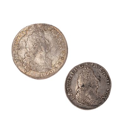 null Louis XIV (1643-1715)

Lot of 2 reformed coins : 

- Half executive with Palms...