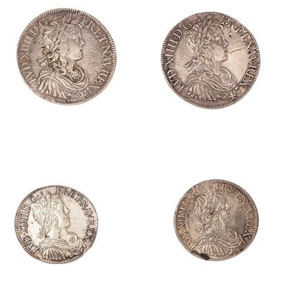 null Louis XIV (1643-1715)

Lot de 2 écus à la méche longue 1653 X (Dup. : 1469)...